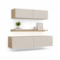 Conjunto Suspenso para TV em MDF Branco e Carvalho-Claro, 180 x 40 x 40 cm