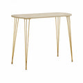 Mesa de Bar Retangular com Cantos Arredondados, MDF Branco e Aço Dourado, 120 x 60 x 105 cm