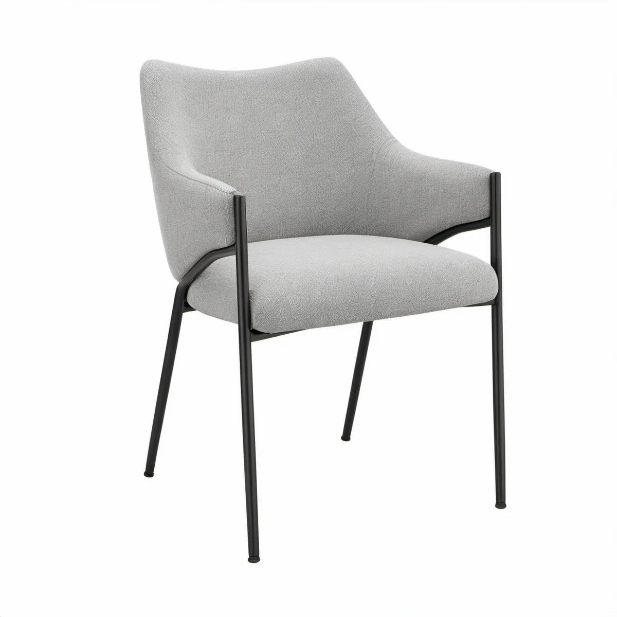Cadeira com Braços Estofada em Poliéster Cinzento e Aço Preto 58 x 60 x 82 cm