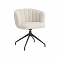 Cadeira Giratória em Bouclé Creme com Base em Aço Preto 59 x 61 x 81 cm